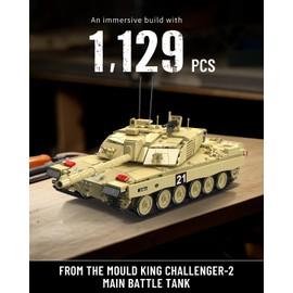 Mould King 20037 Challenger-2 Main Battle Tank Building Sets, MOC Military Tank Building Set for Adults/Kids, Collectible Army Model, Gift Ideal for Military Fans (1129+ PCS with APP/Remote Control)