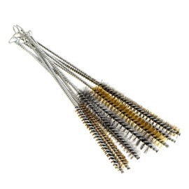 YXQ 12Pcs Tube Brush Kit Stainless Steel/Brass Round Wire Pipe Cleaner Long-Handle Metal Bristle Cleaning for Auto Parts, Bottles, 12 inch X 6mm/8mm/10mm/12mm/15mm/20mm