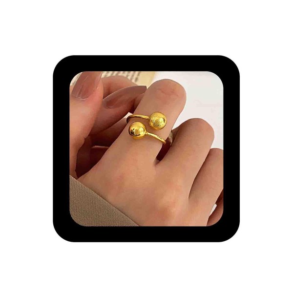 Vacaonio Minimalist Polished Gold Ball Open Ring Metal Balls Open