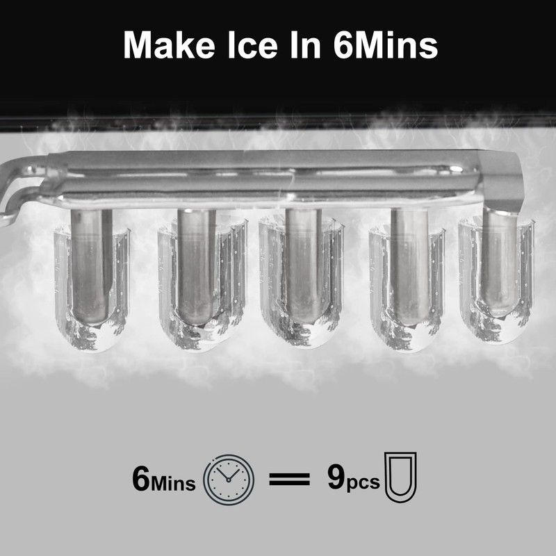 Ice Maker Countertop–9 Ice Cubes Ready in 6 Mins -