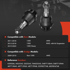 A-Premium 2 x Front Lower Ball Joints, Compatible with Ram 1500 2011-2018, 1500 Classic 2019-2023 & Dodge Ram 1500 2009-2010