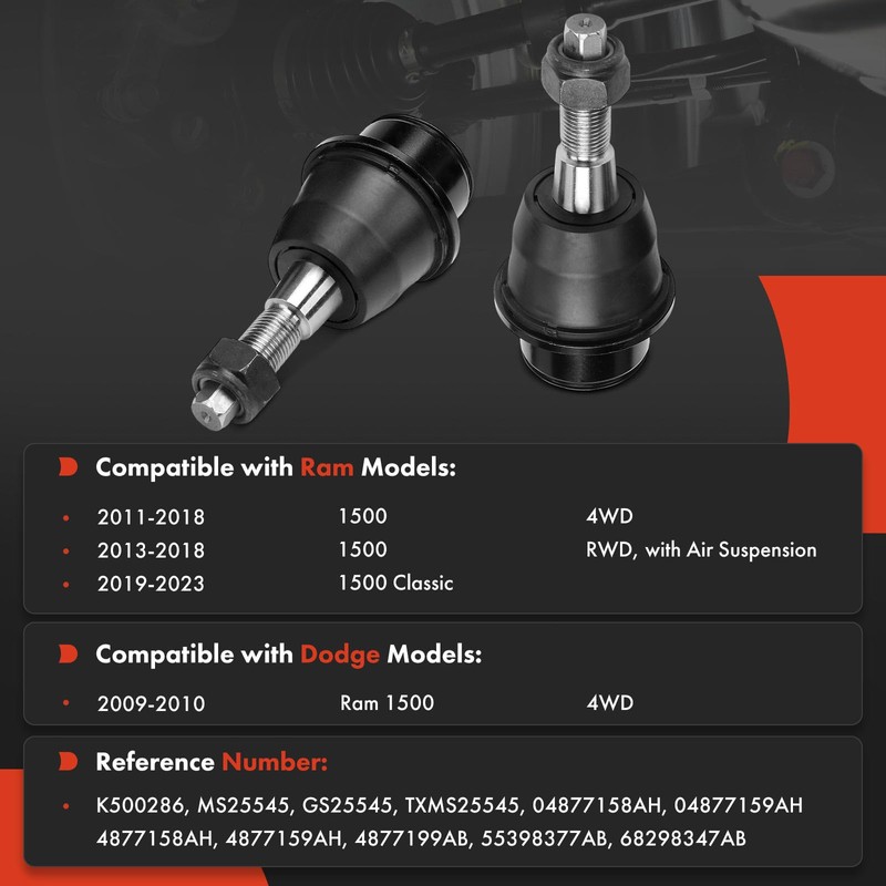 A-Premium 2 x Front Lower Ball Joints, Compatible with Ram