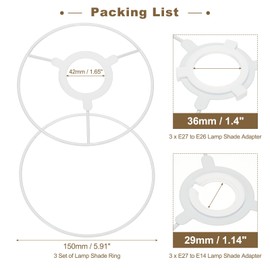 PATIKIL 6 Inch Lamp Shade Ring, 3 Set Lamp Shade Frame with E27 to E26 or E17 Adapter Lampshade Frame Wire for DIY Drum Lampshade Table Floor Lamp
