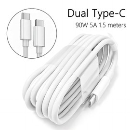 ZAHARA 90W 5A Dual Type-C Connectors Cable/Type-C to C Cable Fast Charging Long Type-C Charger Cord Cable Replacement for Universal Laptop and Cell Phone Length：1.5M