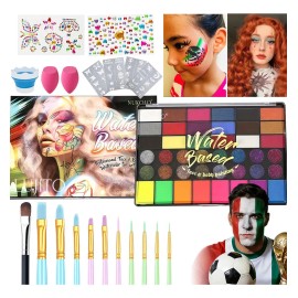Lujito Kit De Maquillaje 42 Colores With Brochas Paleta De Sombras Para Rostro Y Cuerpo Maquillaje Artstico Para Fiestas Carnaval Halloween Duradero  