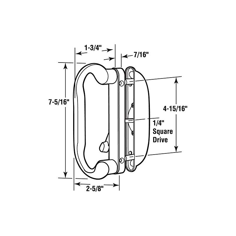 Prime-Line C 1277 Diecast, White, Patio Door Handle Set, Square