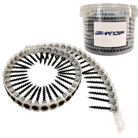 BHTOP 6 × 1-1/4 inch Drywall to Wood Collated Screw, 1000 Pcs Wood Screw for Drywall Screw Gun