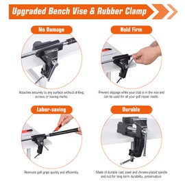 YIMISIMON Golf Club Grip Vise Clamp Kit for Regripping Golf Clubs - Include Retractable Hook Blade, 15 Tapes Strips (2"x 10"), Grip Tape Remover, Bench Vise & Rubber Clamp (Solvent Not Included)