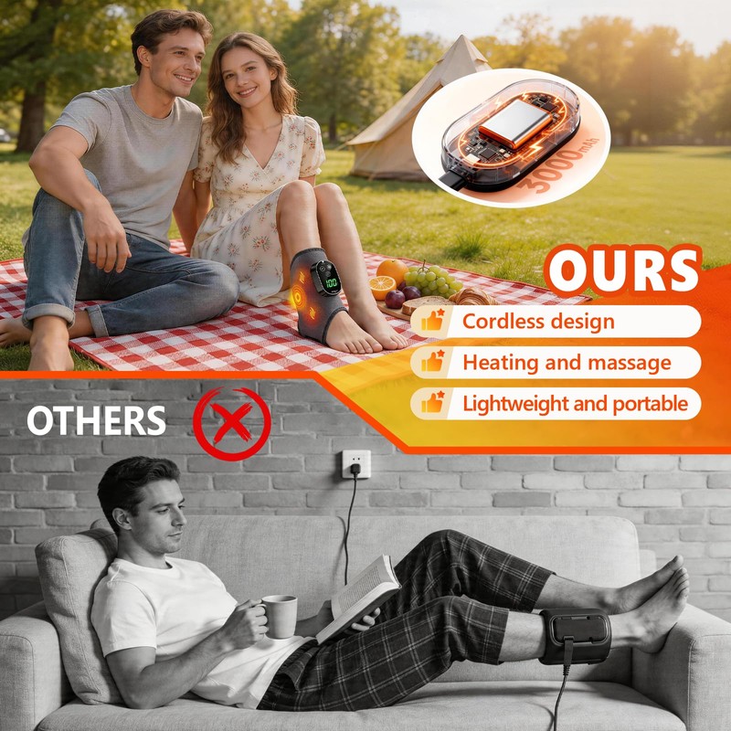 AWIL Rechargeable Ankle Foot Massager Wrap with Heat & Vibration,
