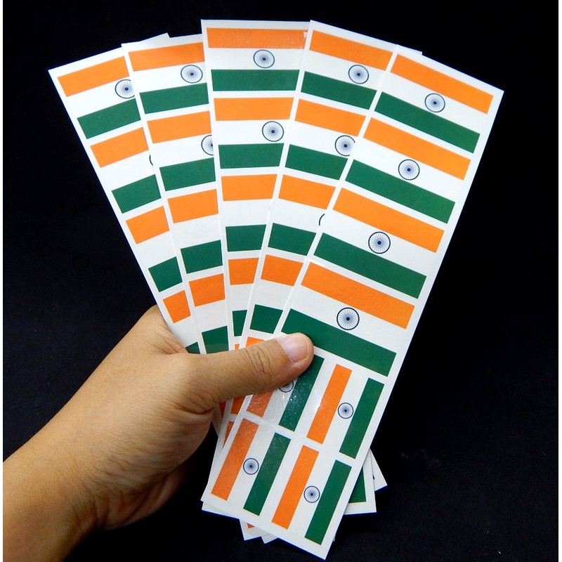 40 Removable Stickers: Indian Flag, India Party Favors, Decals