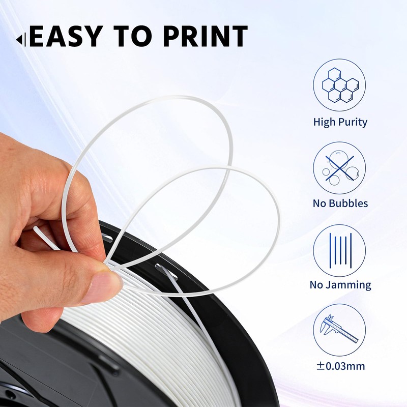 TRONXY High Speed PETG Filament 1.75mm ±0.03, White Rapid 3D