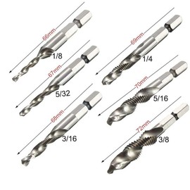 Yakamoz 6PCS Drill Tap Combination Bit Set HSS Deburr Countersink Bit 1/4 Hex Shank Tool Kit | Imperial