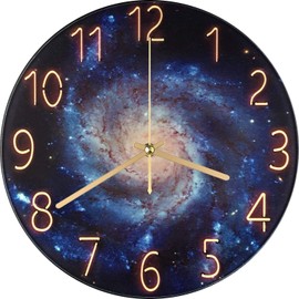 YRO Wall Clock, Stylish, Starry Sky, Scandinavian Style, Japanese Instruction Manual Included, Wall Clock, Children's Room, Study Room (Galaxy)