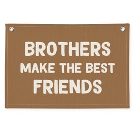 Wheatwin Brothers Make The Best Friends Banner, Boys Room Decor, Toddler Boy Linen Banner Wall Hanging Flag Decor for Nursery 20x30 - Beige
