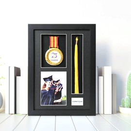 Graduation Frame,Graduation Shadow Box ,Graduation Frame with Tassel Holder,12.6"x 9.2" Solid Wooden HDGlass Photo Graduation Memory Picture Frame School Years Picture Frame ﻿ ﻿