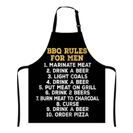 Wasach Barbeque Rules For Men BBQ Cooking Funny Novelty Apron,Adjustable Neck Bib Apron for Men Women,Suitable for Kitchen Cooking Waitress Chef Apron