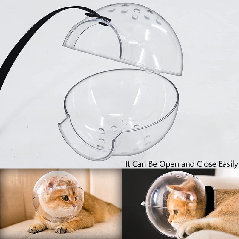 Podoy Cat Transparent Muzzle,Breathable Cat Hood, Adjustable Kitten Astronaut Helmet