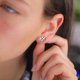 Love Knot Earrings 925 Sterling Silver Love Knot Earrings Dainty Love Knot Earrings for Women Minimalist Flat Back Stud Earrings Jewelry