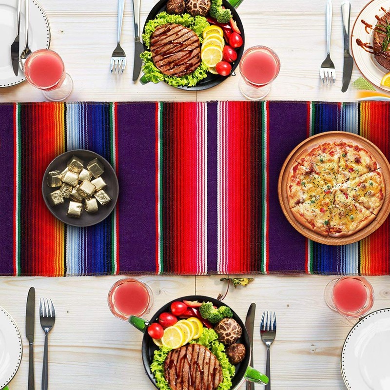 Fowecelt Mexican Serape Table Runner 14 x 84 Inch for
