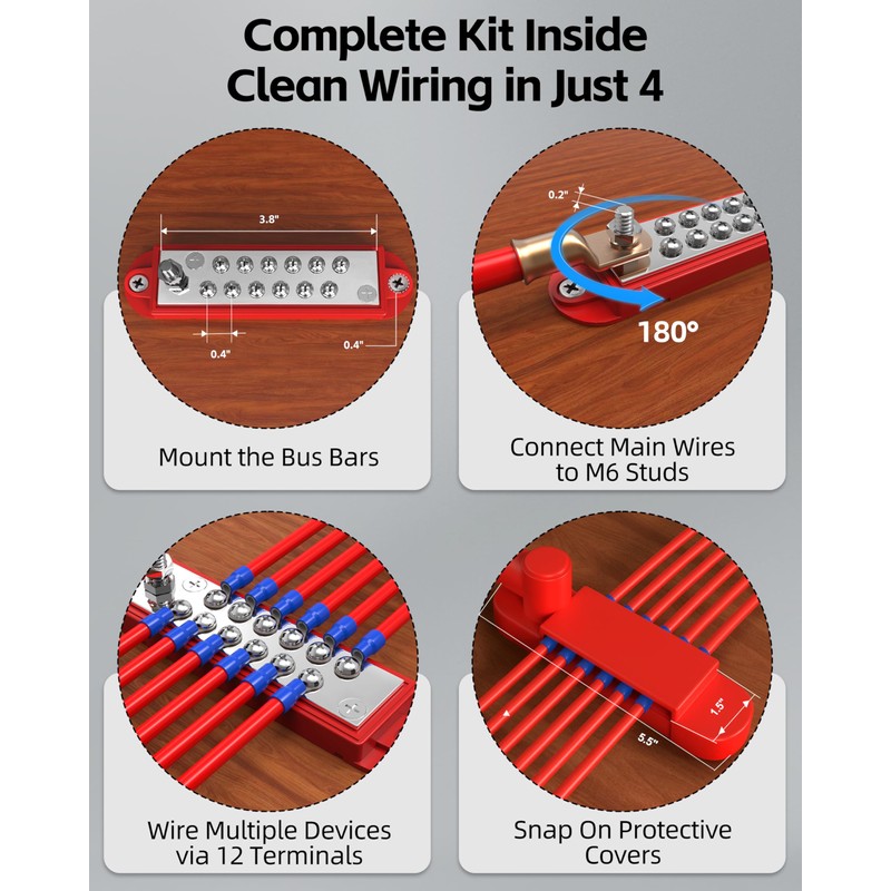 Bus Bar 12V 150A Power Distribution Block: DC Battery Marine
