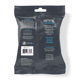 Ignite Mens Body Wet Wipes, Extra Thick 8" x 8" Shower Wipes, Energizing Scent, 10 count