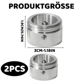 Thermostat Adapter, Pack of 2 Stainless Steel Radiator Valve Adapter, M30 x 1.5 Thread, for Heating Valves and Temperature Controller, Robust and Durable