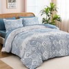 WONGS BEDDING Boho Comforter Set Queen Size, Blue Damask Comforter