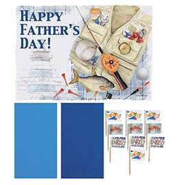 Placemat Combo Packs - Includes Placemats, Matching Napkins, and Party Picks Set for 10 Guests - Holidays and Events - Father's Day