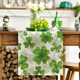 Artoid Mode Shamrock St. Patrick's Day Table Runner, Holiday Seasonal Spring Kitchen Dining Table Decoration for Home Party Decor 13x90 Inch
