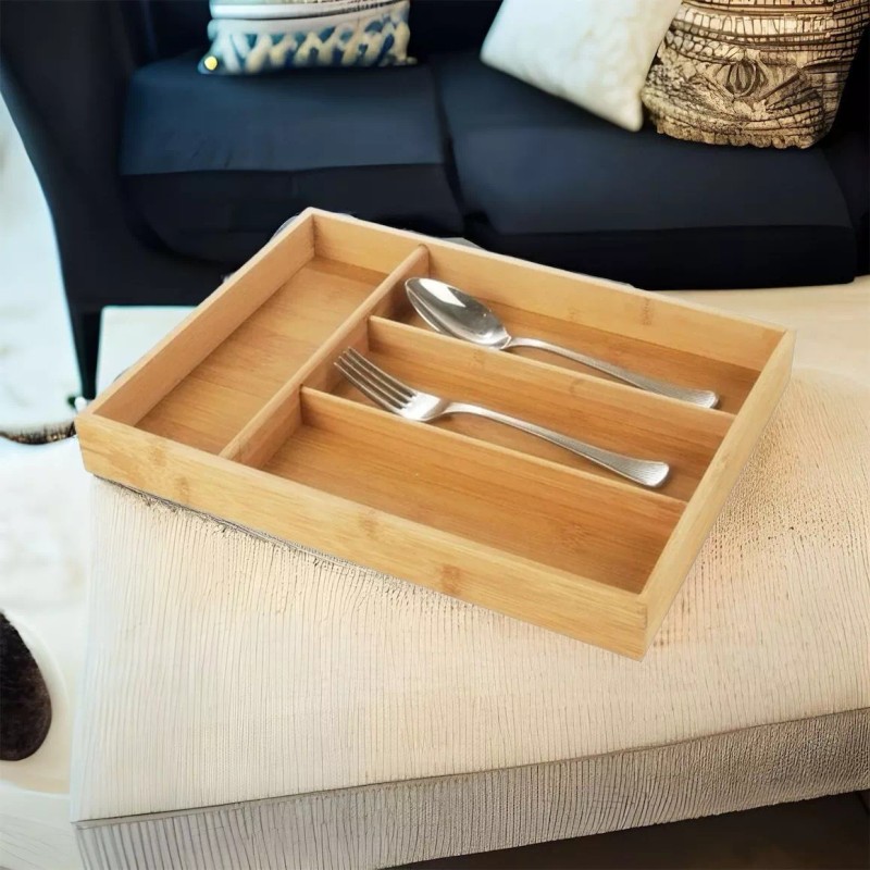 Clicmania Organizador De Cubiertos Madera Cajon Cocina Divisiones