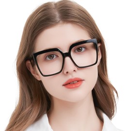 MARE AZZURO Oversized Reading Glasses Women Fashion Large Square Readers with Spring Hinge1.0 1.5 2.0 2.5 3.0 3.5 4.0 (Black 2.50)