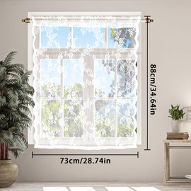 MJFENDAI Net Curtains Modern, White Semi-Transparent Bistro Curtain, Voile Transparent Short Curtains, Kitchen Curtains for Privacy Window Curtain Kitchen Living Room, 75 W x 90 H (cm)