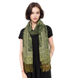 Women's Pashmina Scarf, Elegant Soft Shoulder Scarf for Women, Lightweight Women Neckerchief Stole with Paisley Pattern - Scarf Long Women, light green, Unit size