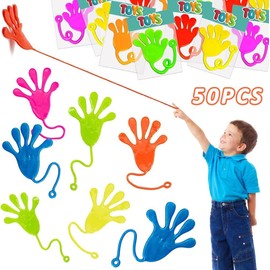 NINOMO 50 Piezas Manitas pegajosas para niños, Stretchy Toys, Juguetes Divertidos con Forma de Palma, Multicolores, aliviar el estrés y la ansiedad, adecuados como Regalo para niño y niña(Bofetada)