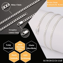 Rajputana 925 Silver Chain Necklace for Men 3 mm Cuban Connection Chain for Men Boys Sterling Silver Men's Chain Necklaces Robust Curb Chain Jewellery Gifts 22 Inches