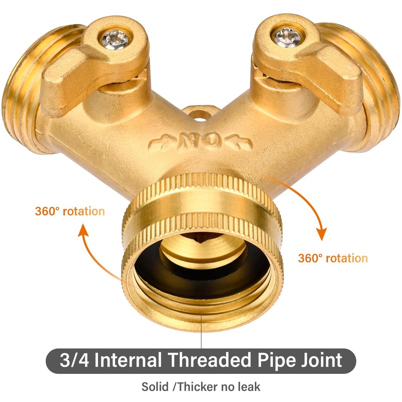 BEAUGIREW Garden Hose Y Valve Hose Splitter Solid Brass Hose