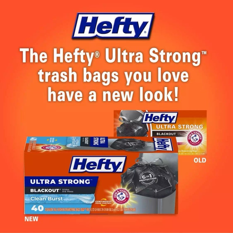 Hefty Ultra Strong Tall Kitchen Trash Bags, Clean Burst, 13