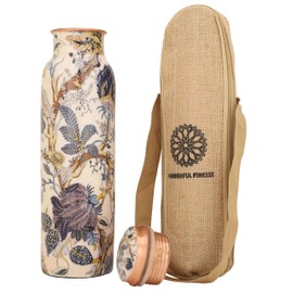 Copper Water Bottle 34 oz Pure Hammered Ayurvedic Pure Copper Vessel for Drinking Leak Proof Bottle with Carry Bag for Sport Fitness Yoga Sports Copper Bottles 1000 ML