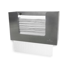 Oasis Creations - Dispensador de toallas de papel de acero inoxidable, capacidad para 250 toallas de papel, montado en la pared, dispensador de toallas de papel para encimera, soporte universal para
