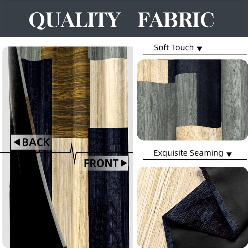Wood Print Retro Blackout Curtains for Bedroom Living Room 84