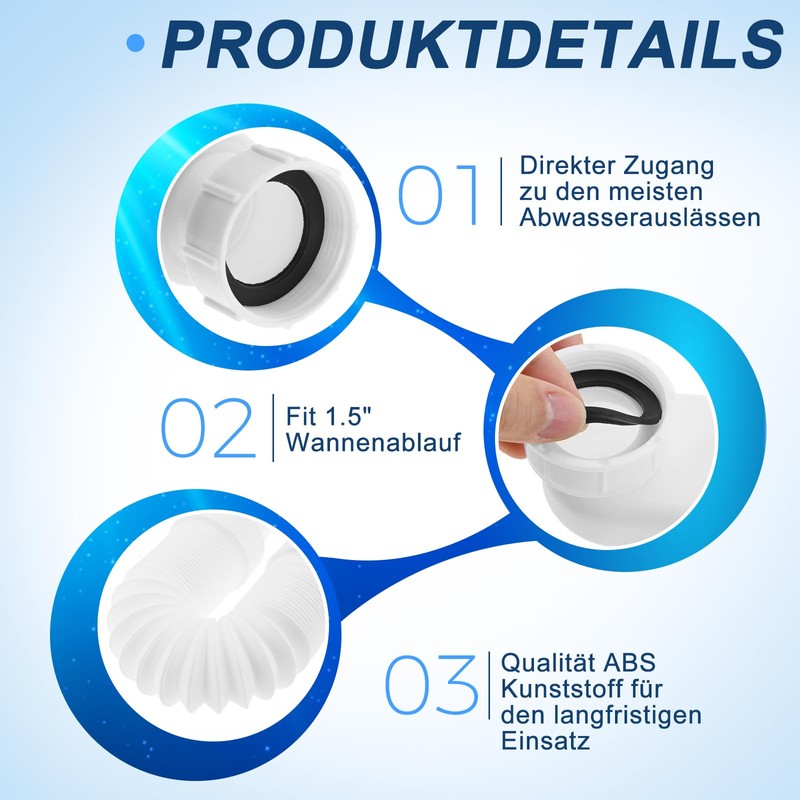 DRELD Flexible Freestanding Bathtub Drain Set Flat Profile P Drain