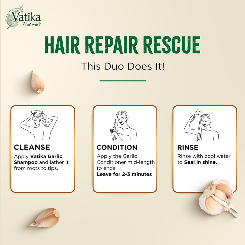 Vatika Naturals Garlic Shampoo & Conditioner Combo, 400 ml, For