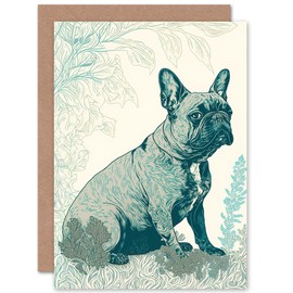 Artery8 French Bulldog Modern Monochrome Card with Dog Design Birthday Card