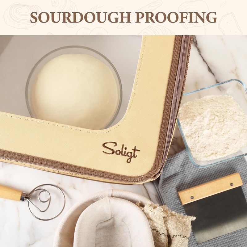 Soligt Homemade Sourdough Proofing Box, Collapsible Fabric Zippered Bread Proofer
