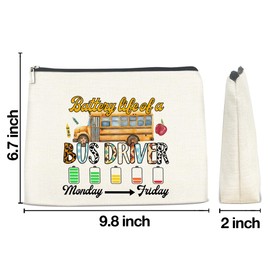 LGLZSHP Driver Gifts Makeup Bag Bus Driver Appreciation Gifts Cosmetic Bag Zipper Makeup Pouch Bus Driver Life 9.8 x 6.7 Inches