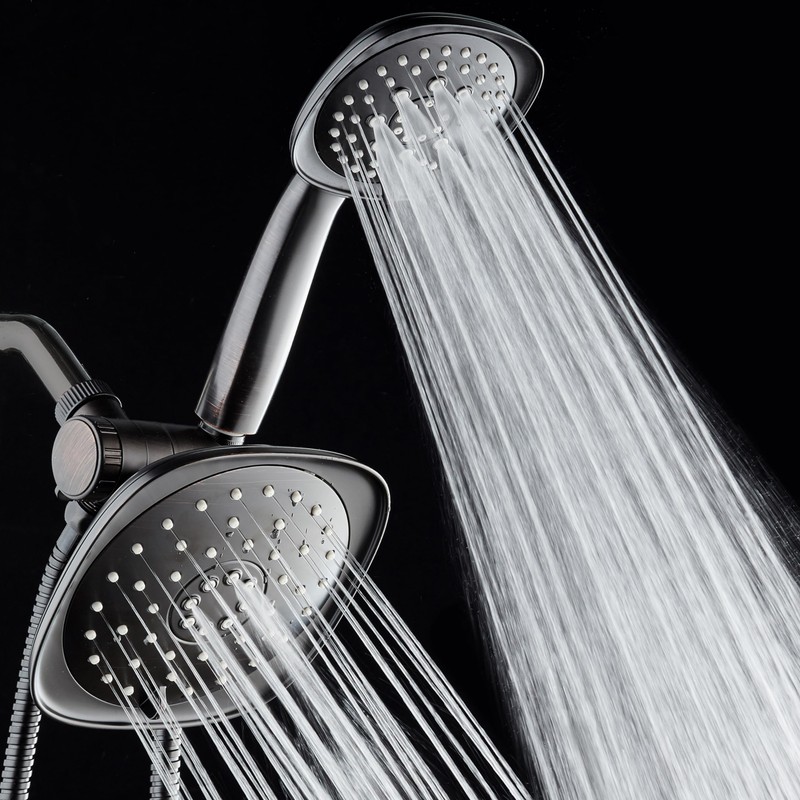AquaDance Luxury Square High-Pressure Giant 7.3" Rain Shower Head/Handheld Spa