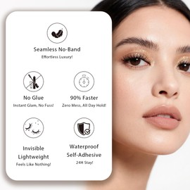 Self Adhesive Lash Clusters - EHSZM BEAUTY POP-PRESS Invisible Clear Band | No Glue, 3s Easy Apply, 24H Hold No Plastic Feeling, Natural Wispy Blend for Daily/Party Makeup (SA-Venus 10-14mm Kit)