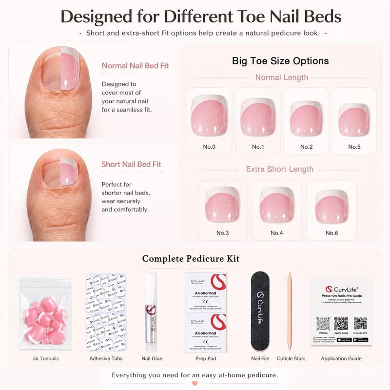 Soft Gel Press on Toenails Short Design Milky White Fake