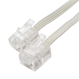 Maxar Electric Modular Cord with Plug, 6 Poles, 4 Core/2 Cores, Dual Use, Phone Wire, Replacement, Repair, For Narrow Spaces, Flat Type, White, 3.3 ft (1 m)