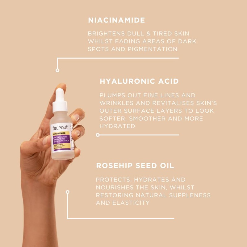 Fade Out Anti-Wrinkle Hyaluronic Acid Concentrated Brightening Serum with Rosehip